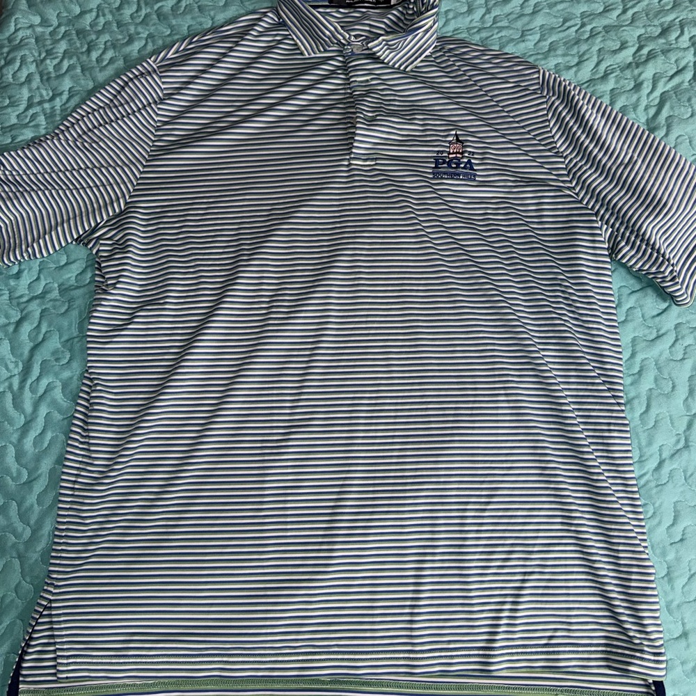 Mens Ralph Lauren RLX PGA Tour Striped Polo Shirt Size Large